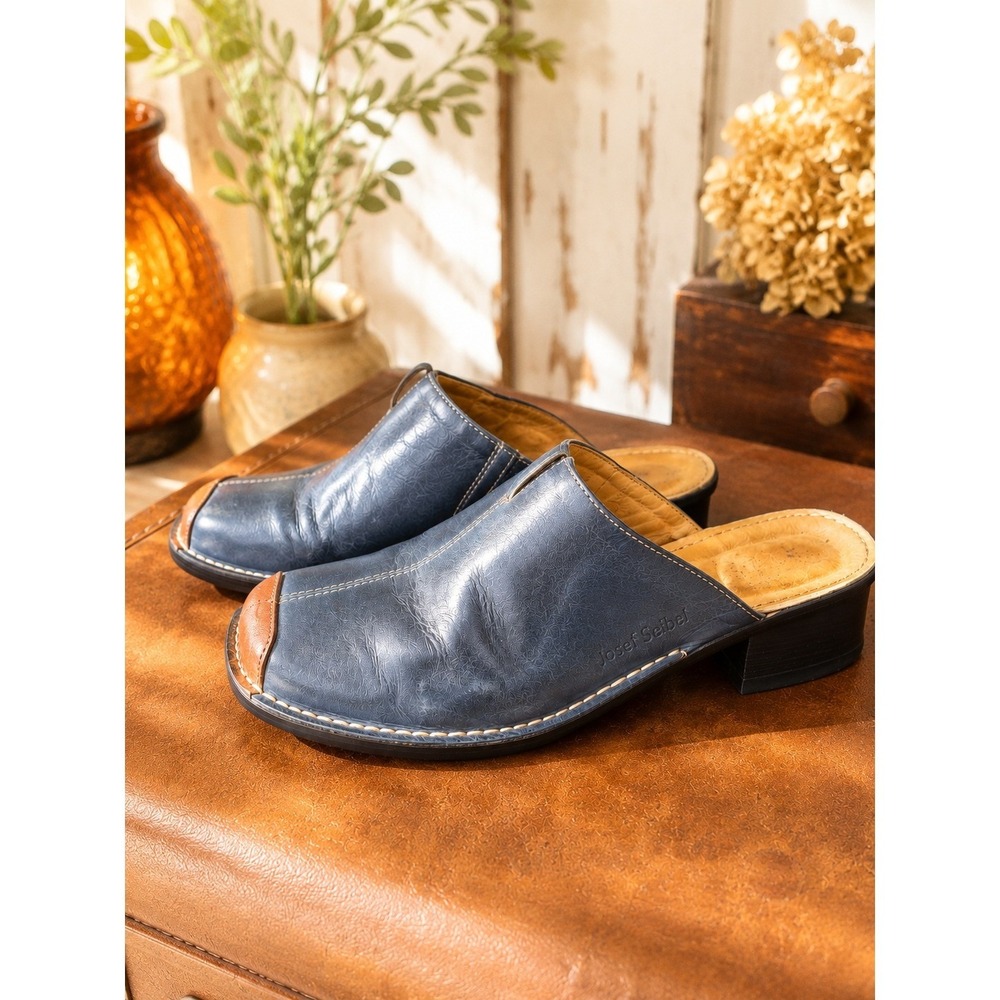 Josef Seibel Y2K Leather Retro Two Tone Mule Clogs EU 40 Made in Hungary